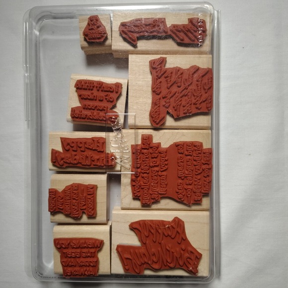 Vintage Stampin Up Wood Stamps Birthday Greetings Set‎ of 9 Retired 2001 - Picture 4 of 6